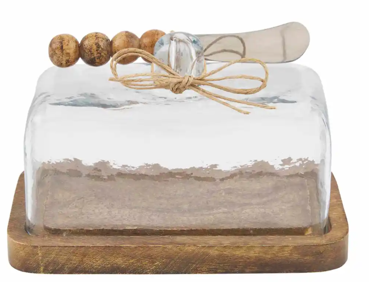 Beaded Glass Butter Dish