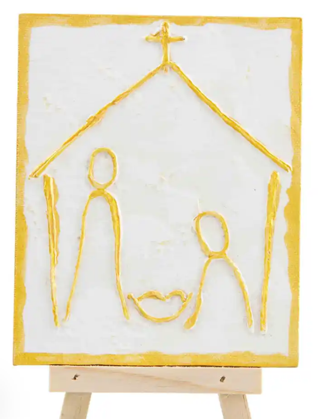 Nativity Easel Gold Plaque