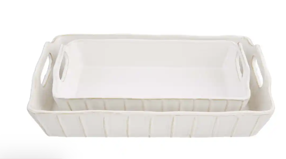 White Stoneware Baking Dish