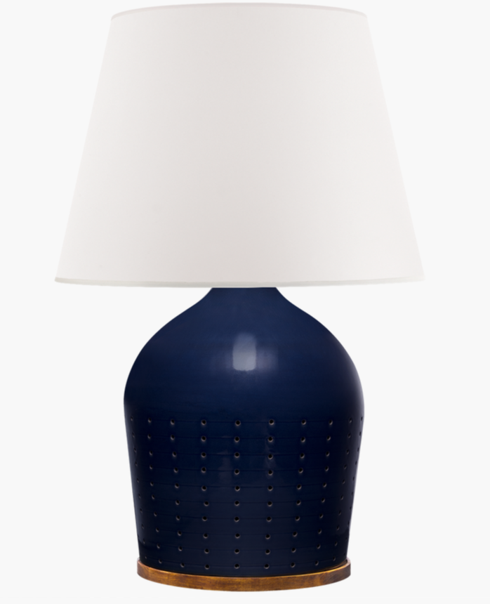 Halifax Large Table Lamp, Blue Ceramic