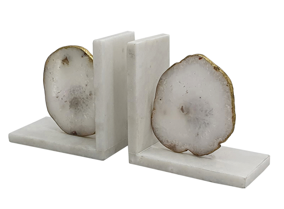 White Agate Bookends