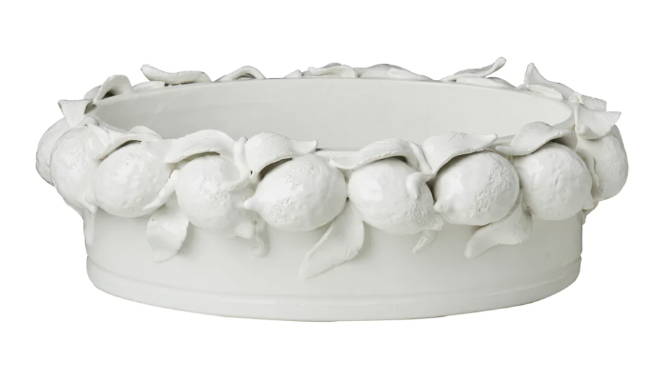 Oval Bowl with Lemons- White