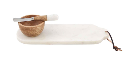 Marble Wood Dip and Tray Set