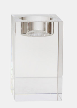 Clear Glass Rectangular Candle Holder 4