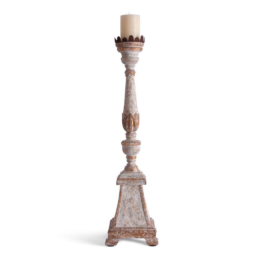 French Altar Candlestick - Antiqued White