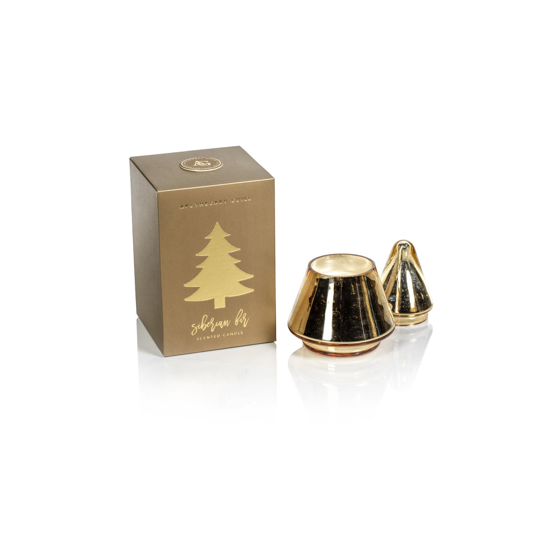 Siberian Fir Tree Candle Jar-Gold
