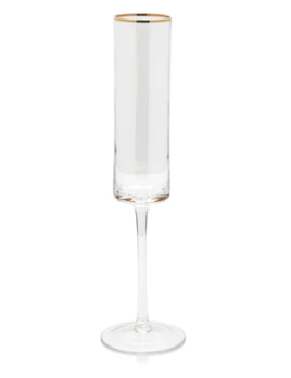 Optic Champagne Flute with Gold Rim